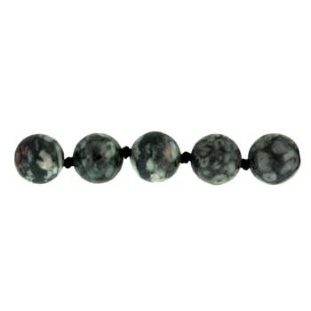 32 inch 8mm Insect Fossil Jasper Knotted Round Necklace