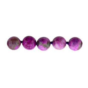 32 inch 8mm Dyed Purple Flower Agate Knotted Round Necklace