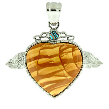 50X42mm Scenic Jasper Angel Wing & Heart Pendants