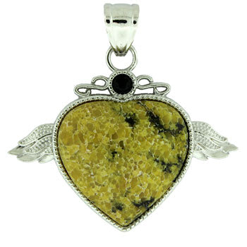 50X42mm Dyed Yellow Turtle Jasper Angel Wing & Heart Pendants