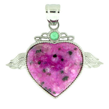 50X42mm Purple Quartz Glass Dyed Angel Wing & Heart Pendants