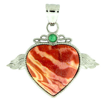 50X42mm Purple Mojave Stone Dyed Angel Wing & Heart Pendants