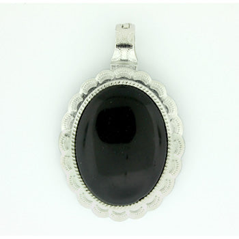43X66mm Synthetic Black Agate Oval Pendants