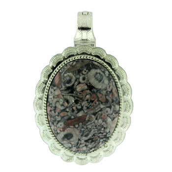 43X66mm Insect Fossil Jasper Oval Pendants
