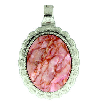 43X66mm Pink Matrix Stone Oval Pendants