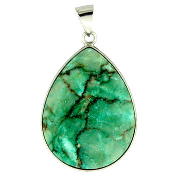 32X47mm Green Matrix Stone Pear Pendants