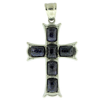 33X53mm Blue Goldstone Man Made Cross Pendants