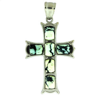 33X53mm White Turquoise Jasper Cross Pendants