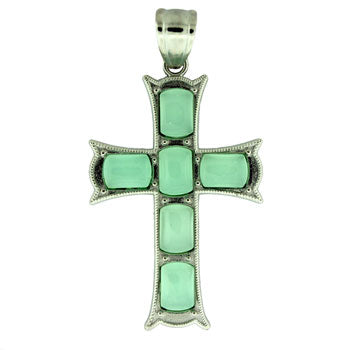 33X53mm Amazonite Glass Cross Pendants