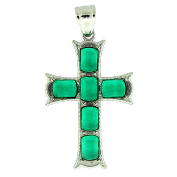 33X53mm Emerald Quartz Glass Cross Pendants