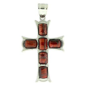 33X53mm Red Tigereye Cross Pendants