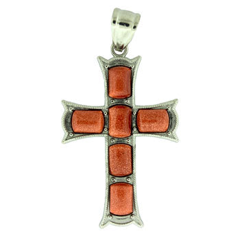 33X53mm Brown Goldstone Man Made Cross Pendants