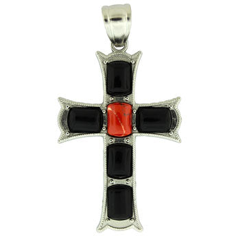 33X53mm Black Red Jasper Cross Pendants