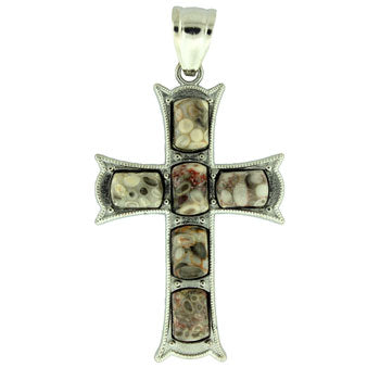 33X53mm Ocean Fossil Jasper Cross Pendants