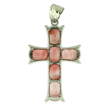 33X53mm Cherry Quartz Glass Cross Pendants
