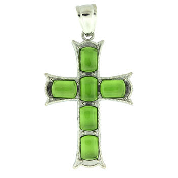33X53mm Light Peridot Quartz Glass Cross Pendants