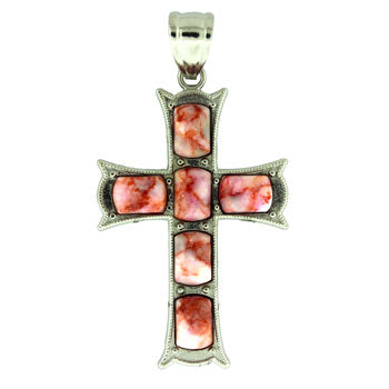 33X53mm Pink Matrix Stone Cross Pendants