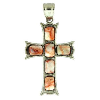 33X53mm Pink Web Jasper Cross Pendants