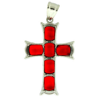 33X53mm Fire Ruby Quartz Glass Cross Pendants