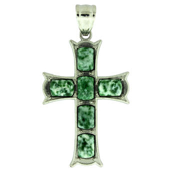 33X53mm Green Spot Agate Cross Pendants