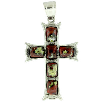33X53mm Dragon Blood Jasper Cross Pendants