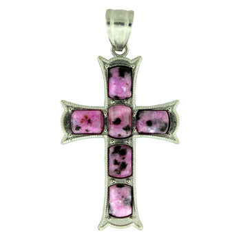 33X53mm Purple Quartz Glass Dyed Cross Pendants