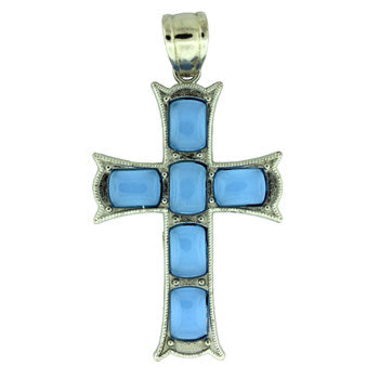 33X53mm Tanzanite Quartz Glass Cross Pendants