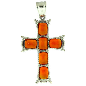 33X53mm Dark Citrine Quartz Glass Cross Pendants