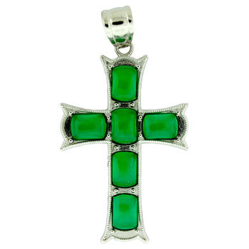 33X53mm Imperial Green Quartz Glass Cross Pendants