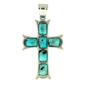33X53mm Aqua Quartz Dyed Cross Pendants