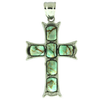 33X53mm Green Matrix Stone Cross Pendants