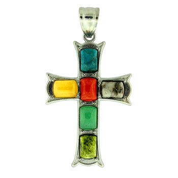 33X53mm Assorted Stone Cross Pendants