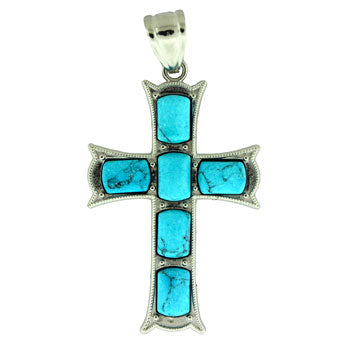 33X53mm Synthetic Turquoise Cross Pendants