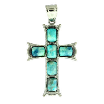 33X53mm Turquoise Jasper Dyed Cross Pendants