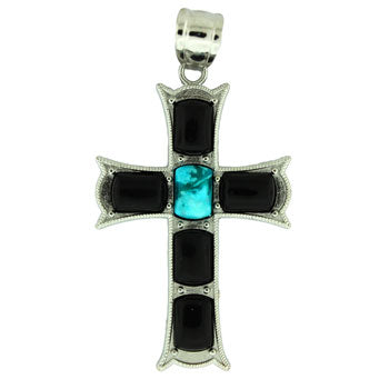 33X53mm Blackstone And Turquoise Cross Pendants