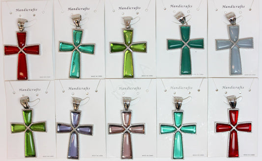 35X51mm Assorted Color Glassquartz Cross Pendants