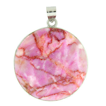 33X50mm Pink Matrix Stone Coin Pendants
