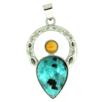 25X40mm Aqua Quartz Dyed Celtic Angel Pendants