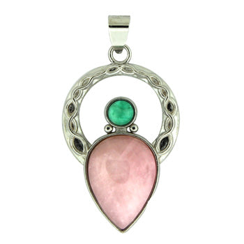 25X40mm Rose Quartz Celtic Angel Pendants