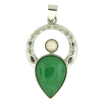 25X40mm Green Aventurine Celtic Angel Pendants