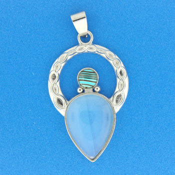 25X40mm Opalite Glass Celtic Angel Pendants