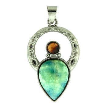 25X40mm Aquamarine Quartz Natural Celtic Angel Pendants