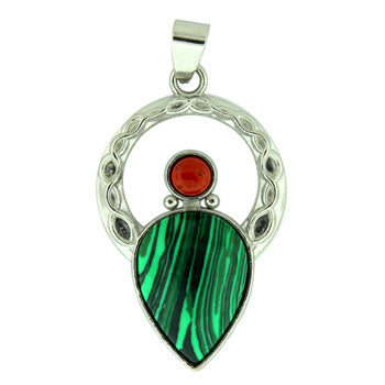 25X40mm Synthetic Malachite Celtic Angel Pendants