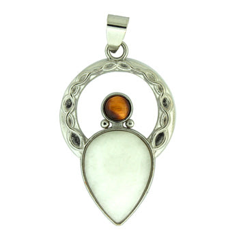 25X40mm Snow Quartz Celtic Angel Pendants