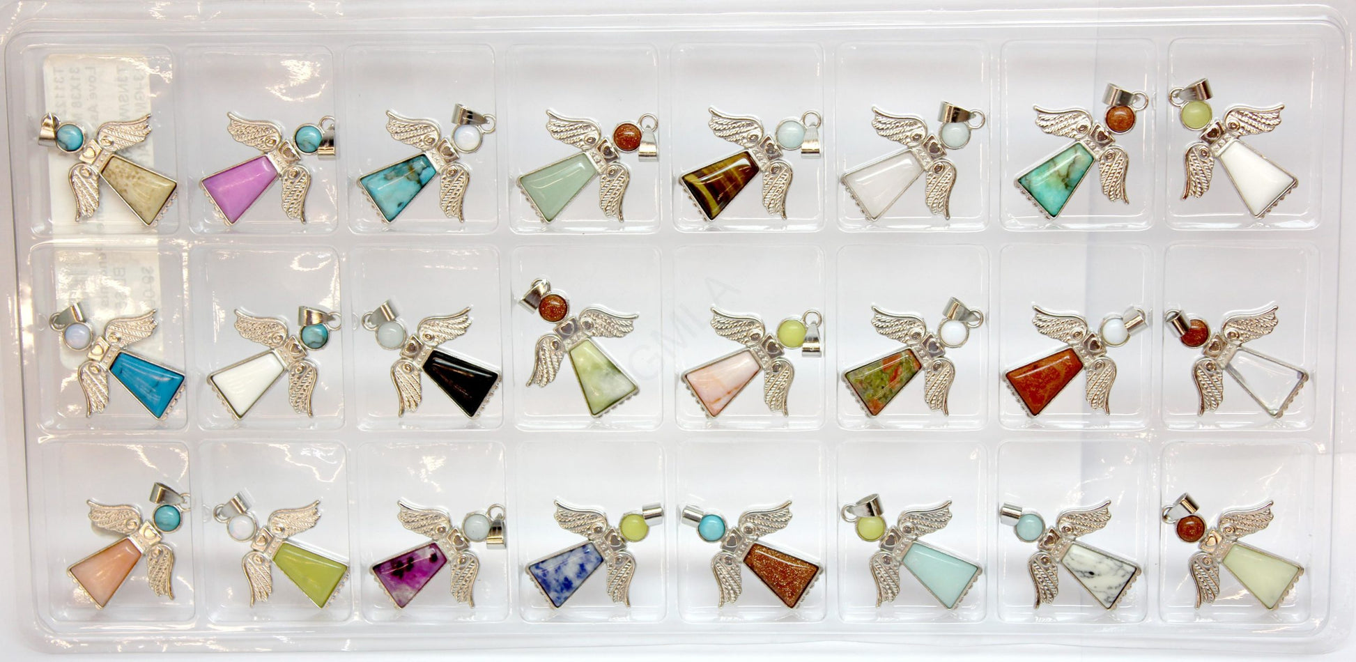 31X38mm Assorted Stone Angel Pendants