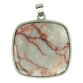 36X41mm Pink Web Jasper Square Pendants