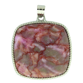 36X41mm Pink Matrix Stone Square Pendants