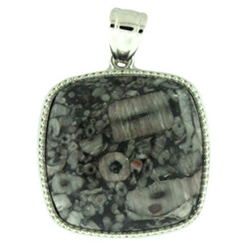 36X41mm Insect Fossil Jasper Square Pendants