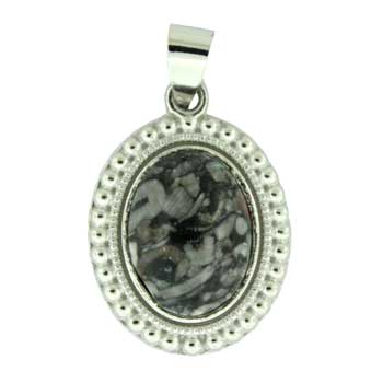 20X28mm Insect Fossil Jasper Oval Pendants
