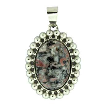 23X32mm Insect Fossil Jasper Oval Pendants